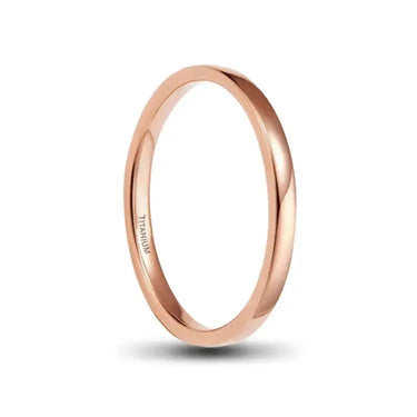 2mm Polished Rose Gold Titanium Ring